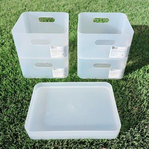 (Set of 6) NWT Stackable Clear Toy Storage Boxes w/handles&tray multifunctional